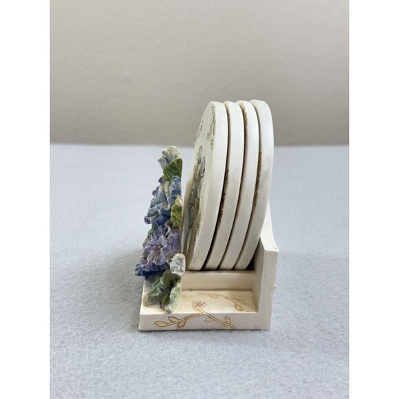 Vintage Ceramic Pansy Flower 3D Sculpture Coaster Holder with Coasters - Picture 5 of 10